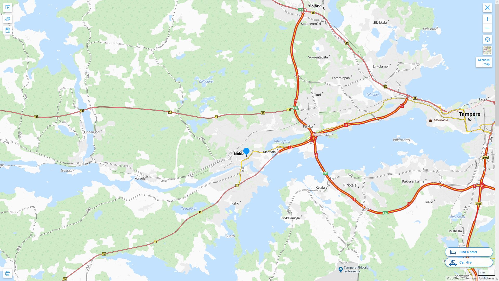 Nokia Finlande Autoroute et carte routiere